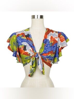 Trashy Diva Mai Tai top in cranes print size 18